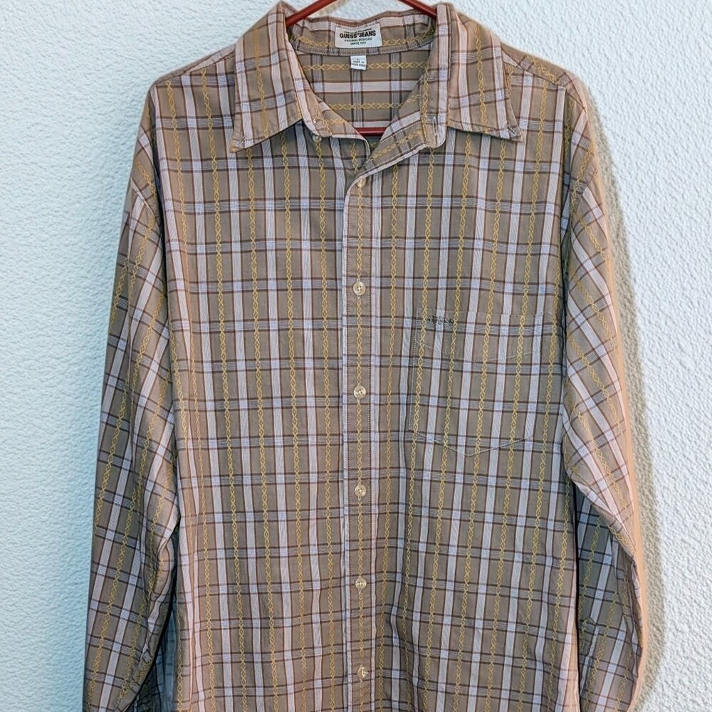 Vintage Guess Jeans Plaid Embroidered Shirt